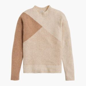 J.Crew Extra-Soft Colorblock Sweater XL Neutral Geometric Cozy Knit